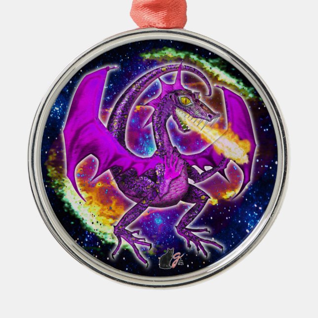 Tourmaline Cosmic Dragon Ornament (Front)