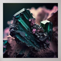 Tourmaline Ore Macro Poster - Pegmatite Deposit Pr