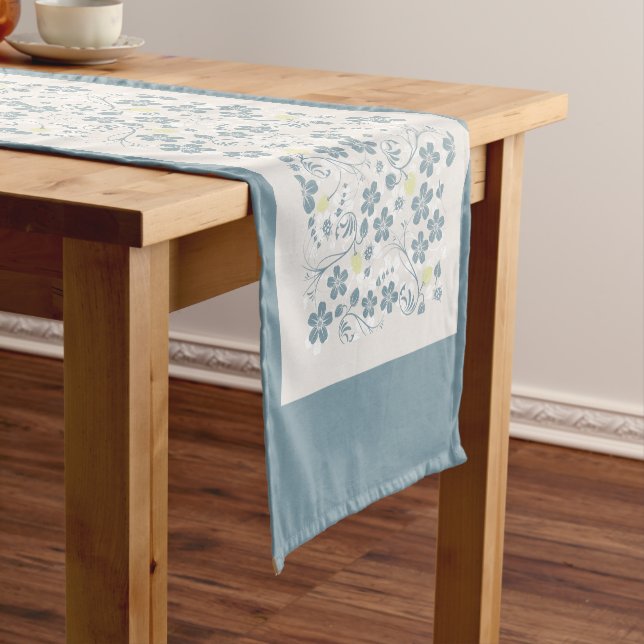 Tourmaline Plumbago Flowers Short Table Runner (In Situ)