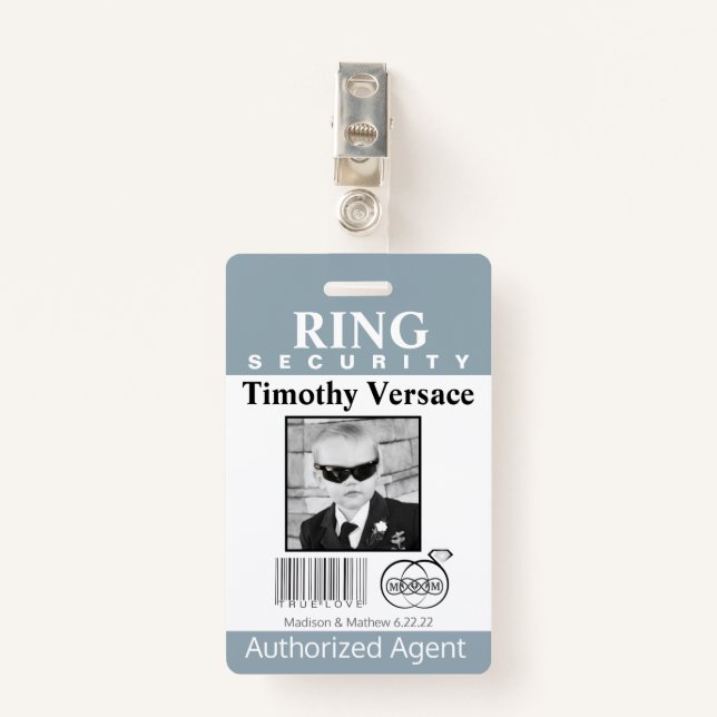 Tourmaline Ring Bearer Security Badge ID Badge (Front with Clip)