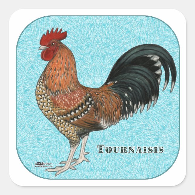 Tournaisis Rooster Square Sticker (Front)