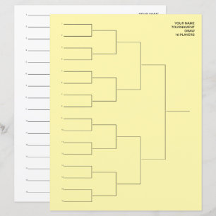 Tournament bracket template sheet for 16 players