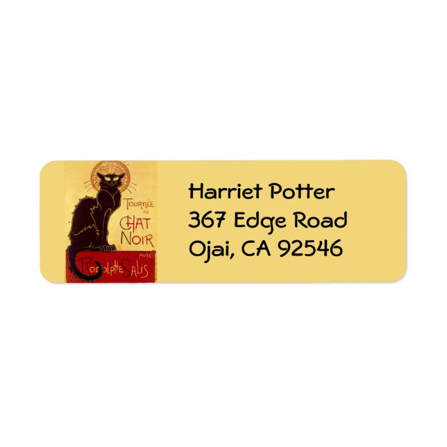 Tournée du Chat Noir, Theophile Steinlen Return Address Label (Front)