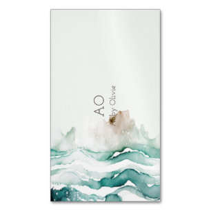 Tourquoise green pastel watercolor Magnetic business card