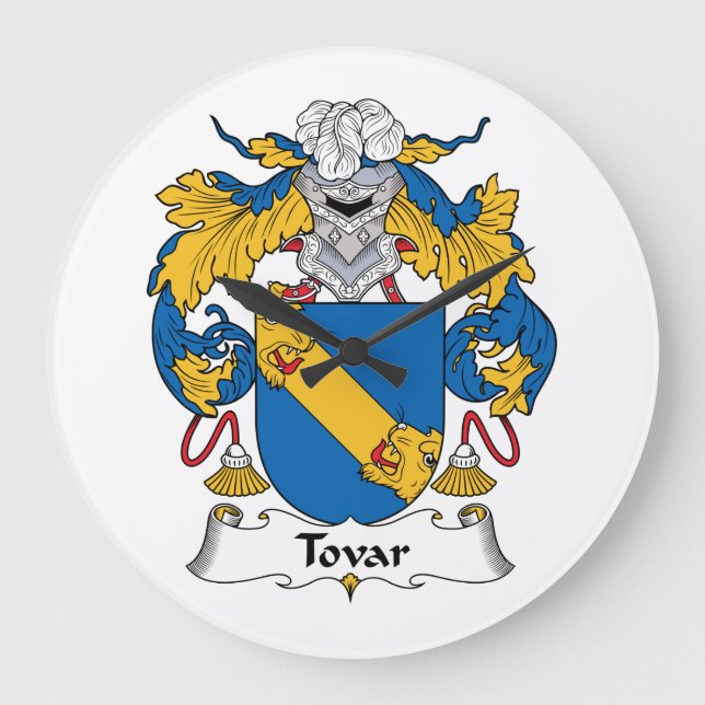 Tovar Family Crest Large Clock (Front)