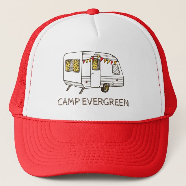 Tow Behind Camper Caravan Personalised Hat (Front)