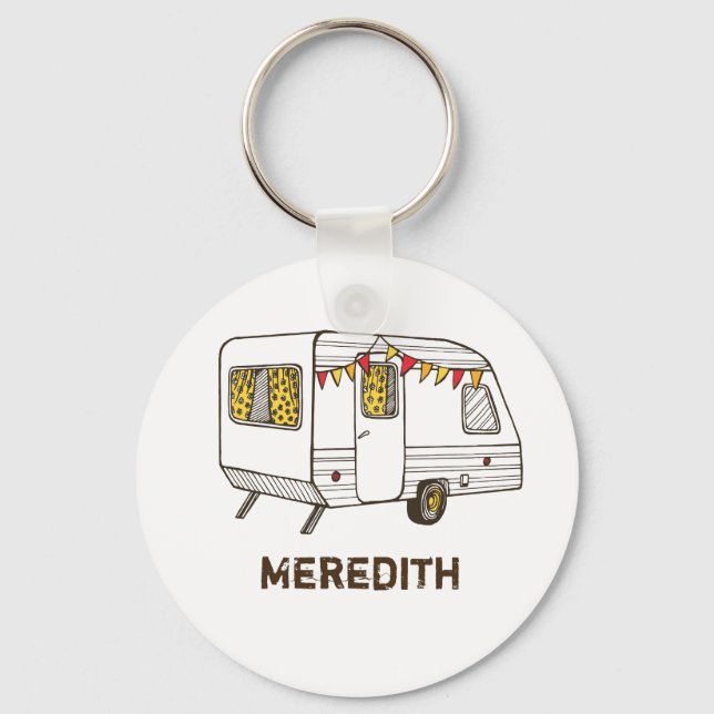 Tow Behind Camper Caravan Personalised Keychain (Front)