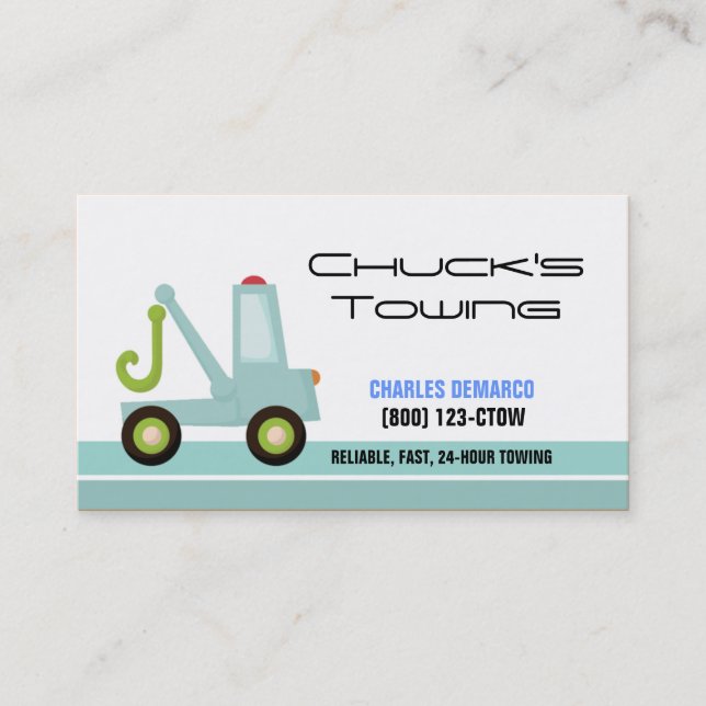 Tow Truck Automotive Business Card Template (Front)