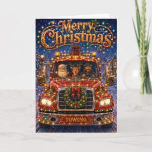 Tow Truck Company Corporate Christmas  Holiday Card