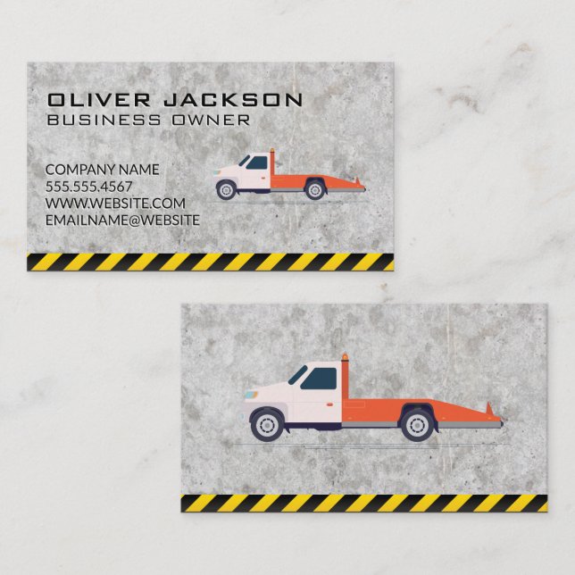 Tow Truck | Concrete Background Business Card (Front/Back)