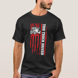 Tow Truck Driver Us Flag  Trucker 2 T-Shirt