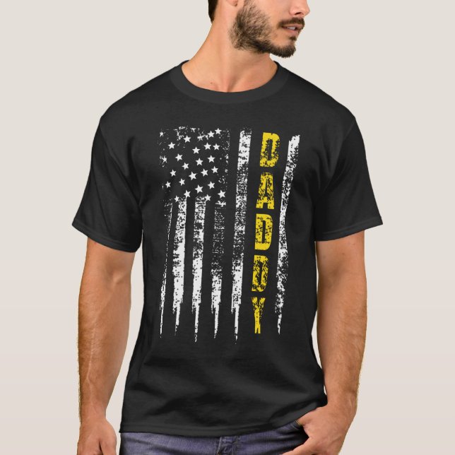 Tow Truck Driver Yellow Line Daddy US Flag T-Shirt (Front)