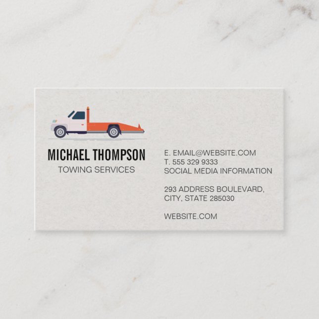 Tow Truck Icon Business Card (Front)