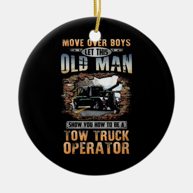 Tow Truck Operator Ceramic Ornament (Front)