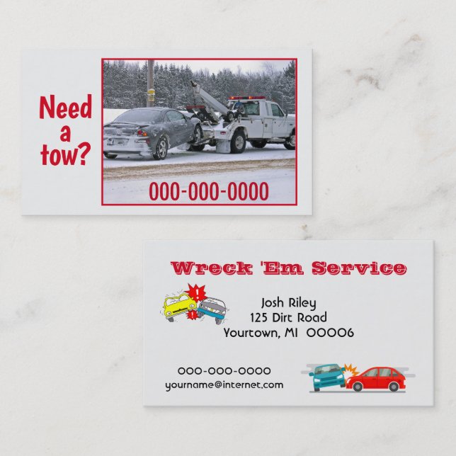 Tow Truck Service Business Card (Front/Back)