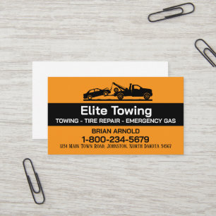 Tow Truck Service orange and black Business Card