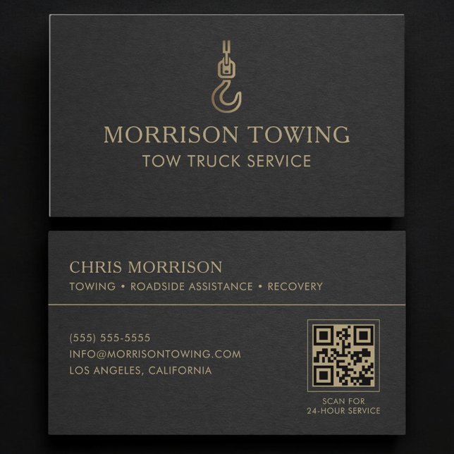 Tow Truck Service QR Code Business Card (Creator Uploaded)