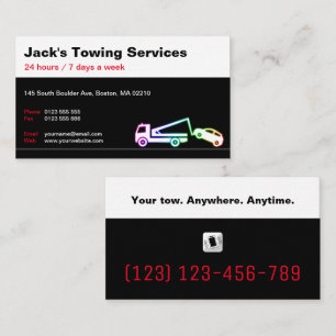 Tow Truck Services Your tow Anywhere Anytime Business Card