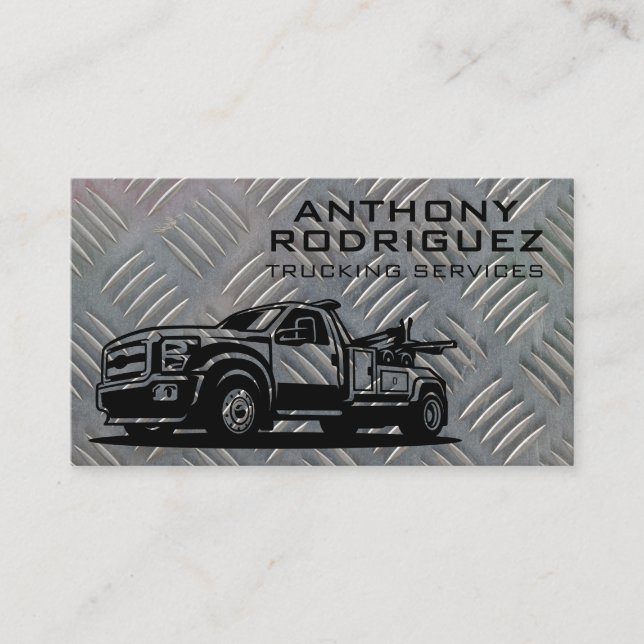 Tow Truck Vehicle | Steel Plate Business Card (Front)