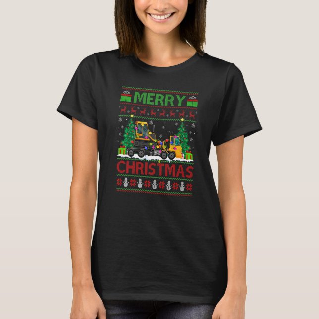 Tow Truck  Xmas Tree Ugly Santa Tow Truck Christma T-Shirt (Front)