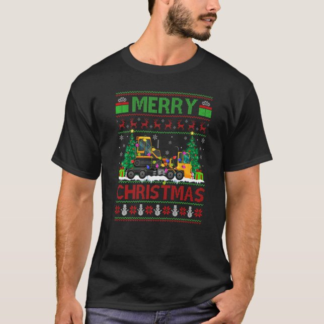 Tow Truck  Xmas Tree Ugly Santa Tow Truck Christma T-Shirt (Front)