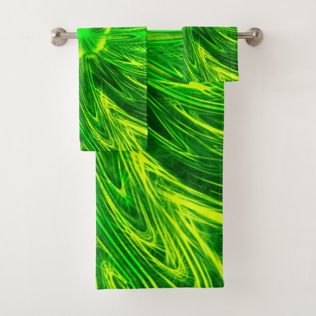 Towel Abstract Lines Green Flower (Insitu)