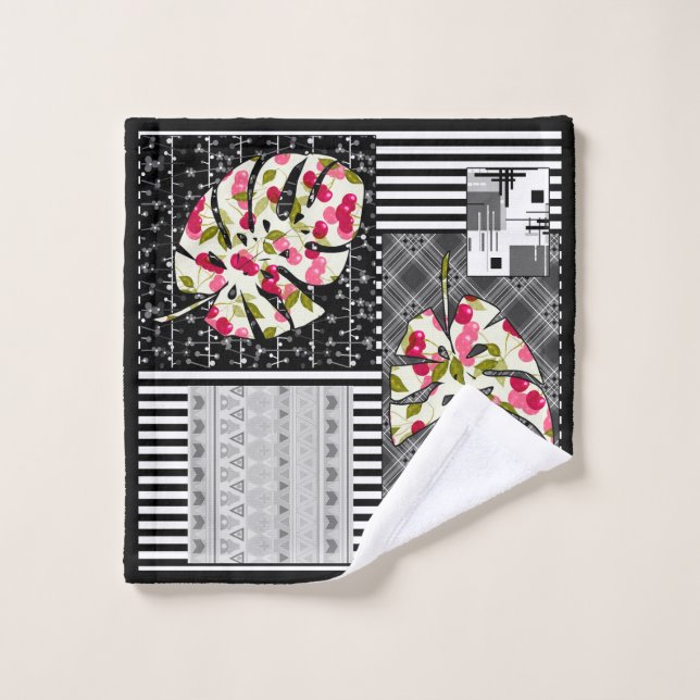 Towel Abstract patchwork quilting quilt retro vint (Wash Cloth)