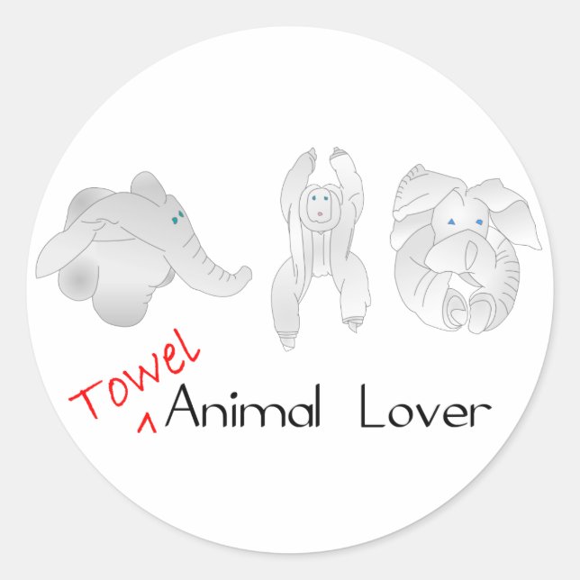 Towel Animal Lover Classic Round Sticker (Front)