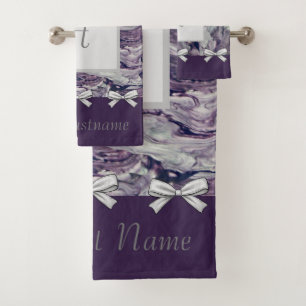Towel Bath Set Lavender and Bows Personalised