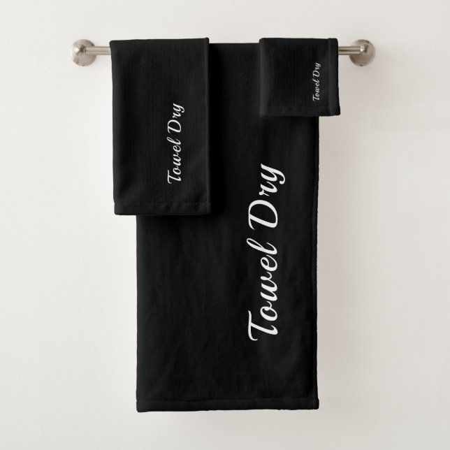  Towel Dry Black and White 3 Piece Bath Towel Set (Insitu)