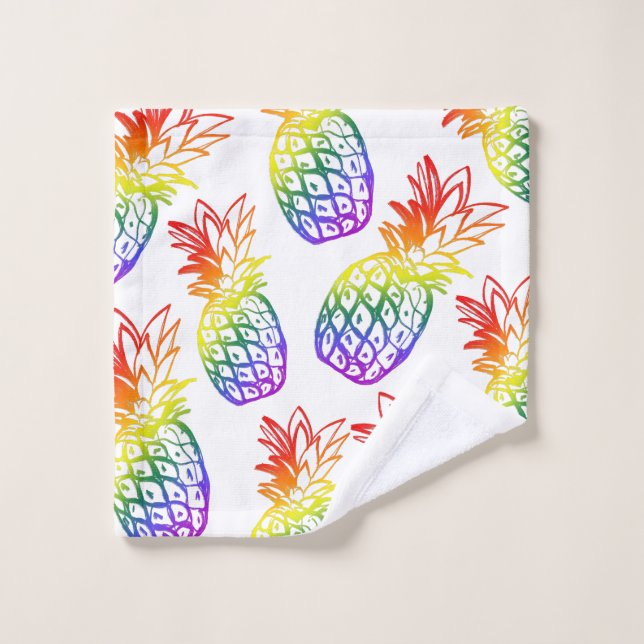 Towel featuring a vibrant rainbow pineapple  (Wash Cloth)