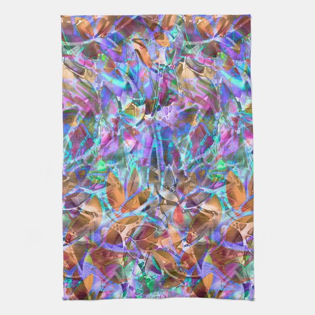 Towel Floral Abstract Stained Glass (Vertical)