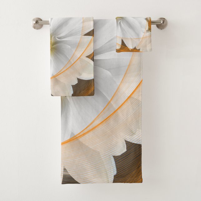 Towel Flowers White Black Orange (Insitu)