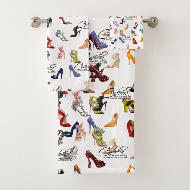 Towel Set Cinderella Quote Shoes Heels Pumps (Insitu)