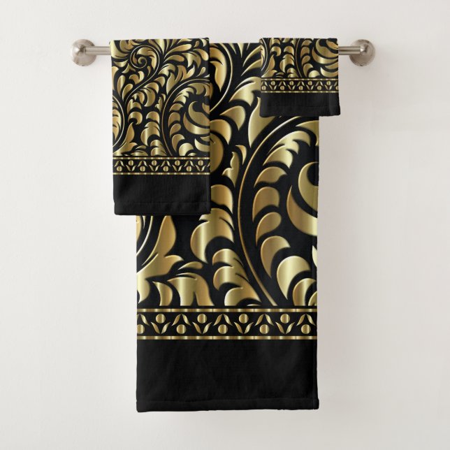Towel Set - Drama in Black and Gold (Insitu)