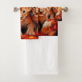 Towel set - Five Lion Cubs Artwork