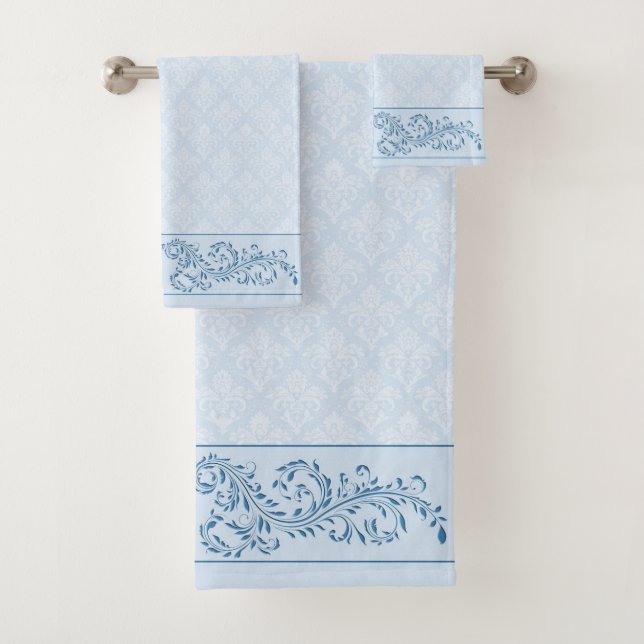 Towel Set - Icy Blue Damask (Insitu)