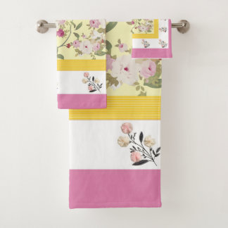 Towel Set patta buta and Jaal  with flowers