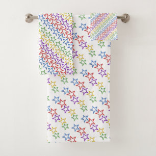 Towel Set - Rows of Coloured Stars