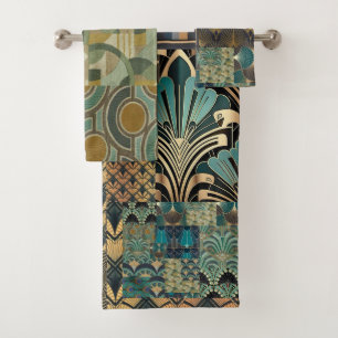 towel set with art deco design