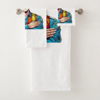 Towel set with manga security expert