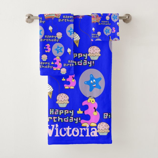 Towel Sets, #3 Happy 3rd Birthday (Insitu)