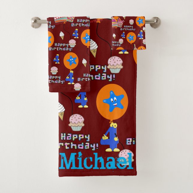 Towel Sets, #4 Happy 4th Birthday (Insitu)