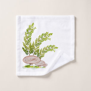 Towel with cute watercolor image of a mushroom