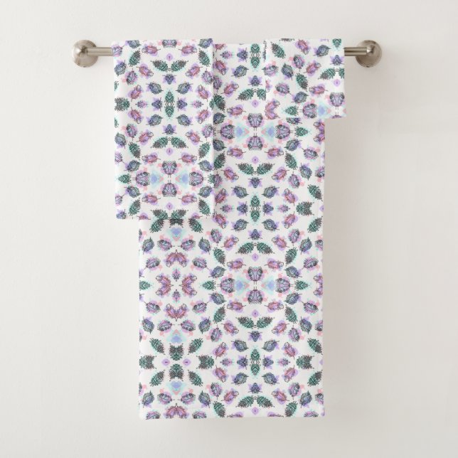 Towel with intricate floral and geometric pattern  (Insitu)