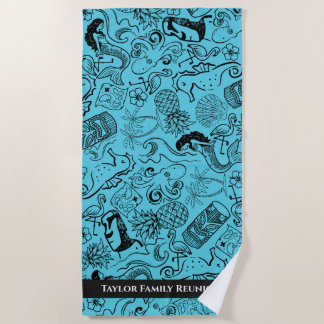 Towel with Tiki Summer Vibes for Pool or Beach