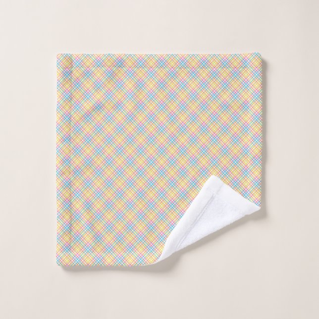 Towels with a pastel chequered pattern in blue (Wash Cloth)