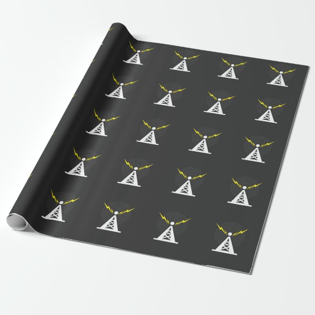 Tower Antenna Ham Radio Operator Wrapping Paper (Unrolled)