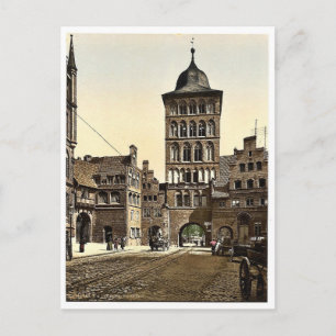 Tower arch, Lubeck, Germany rare Photochrom Postcard