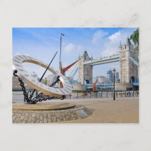 Tower Bridge and Sun Dial, London UK Postcard